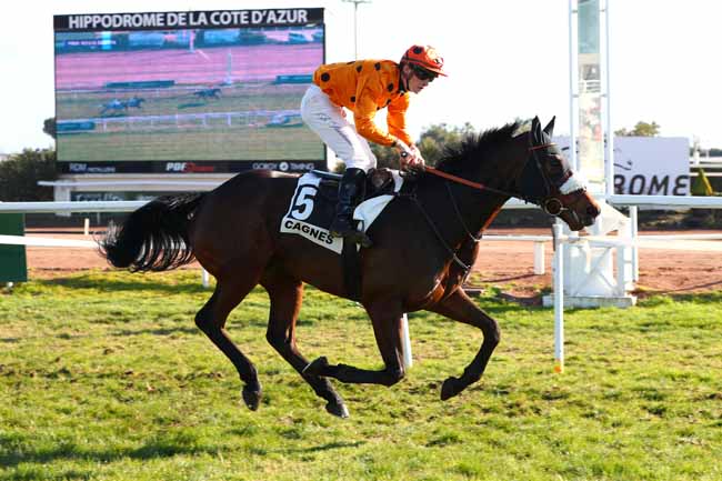 Photo d'arrivée de la course pmu PRIX REGIS BERTIN (PRIX DE LA VENDEE) à CAGNES-SUR-MER le Lundi 30 décembre 2024